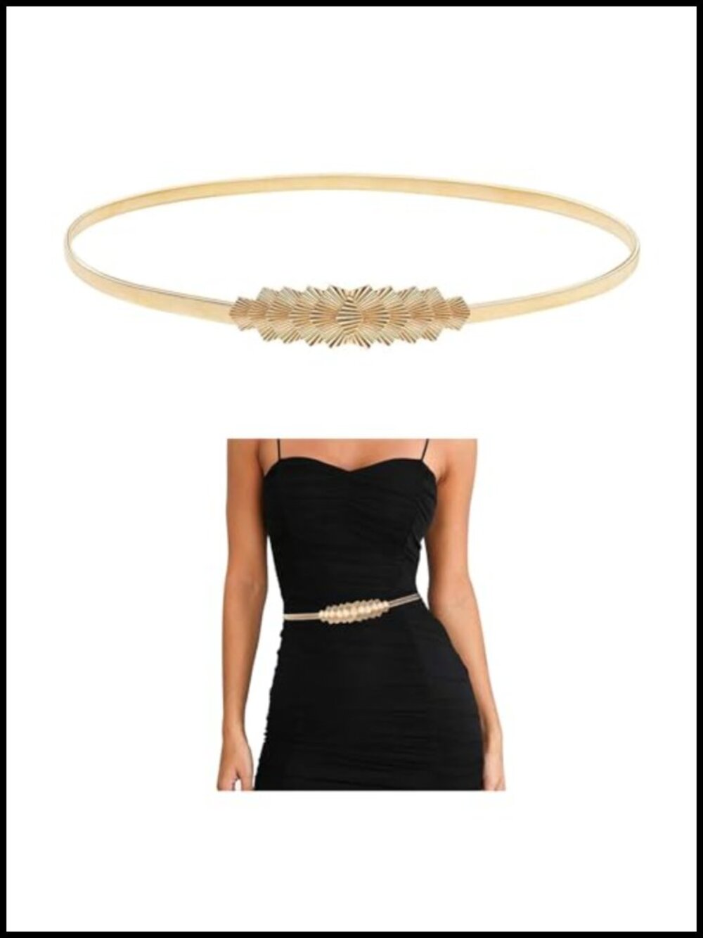 Metal Stretch Waist Skinny Belt with Designer Knot Buckle - Fits 28-42 Inches -